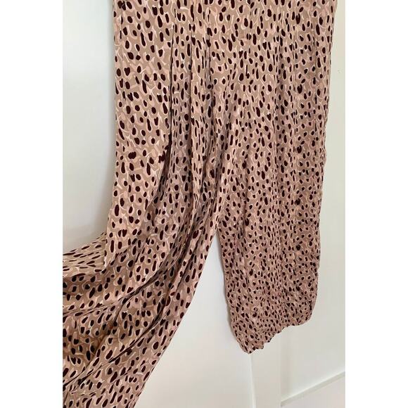 Anthropologie Isobel Crop Pants in Pink Small Printed Pleated Wide Leg Summer - Picture 4 of 5